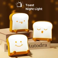led toast bread night light usb charging pat timing light single sided light emitting square bread shape bedside lamp gift