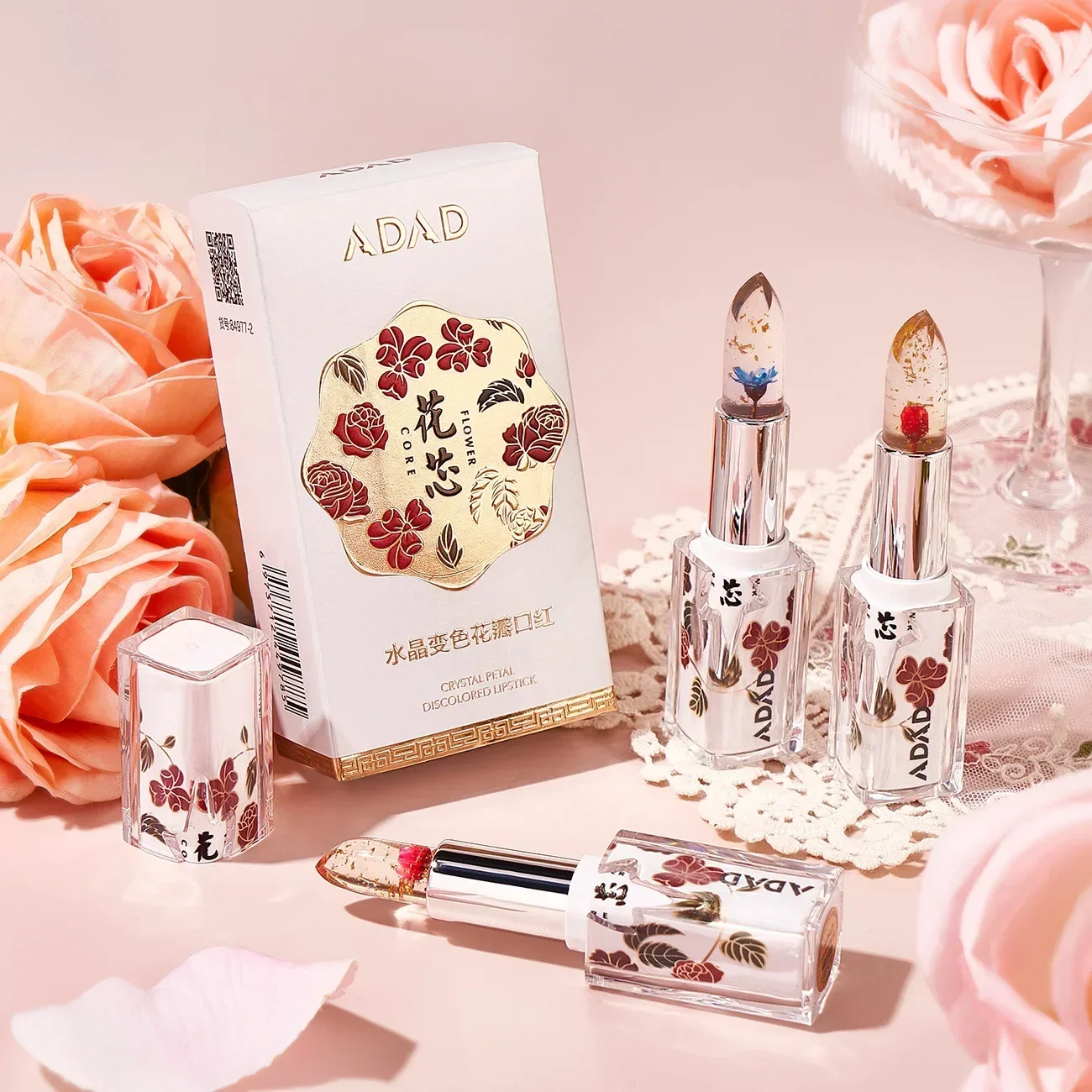 ADAD кристаллическая губная помада с резными лепестками меняющая цвет Золотая