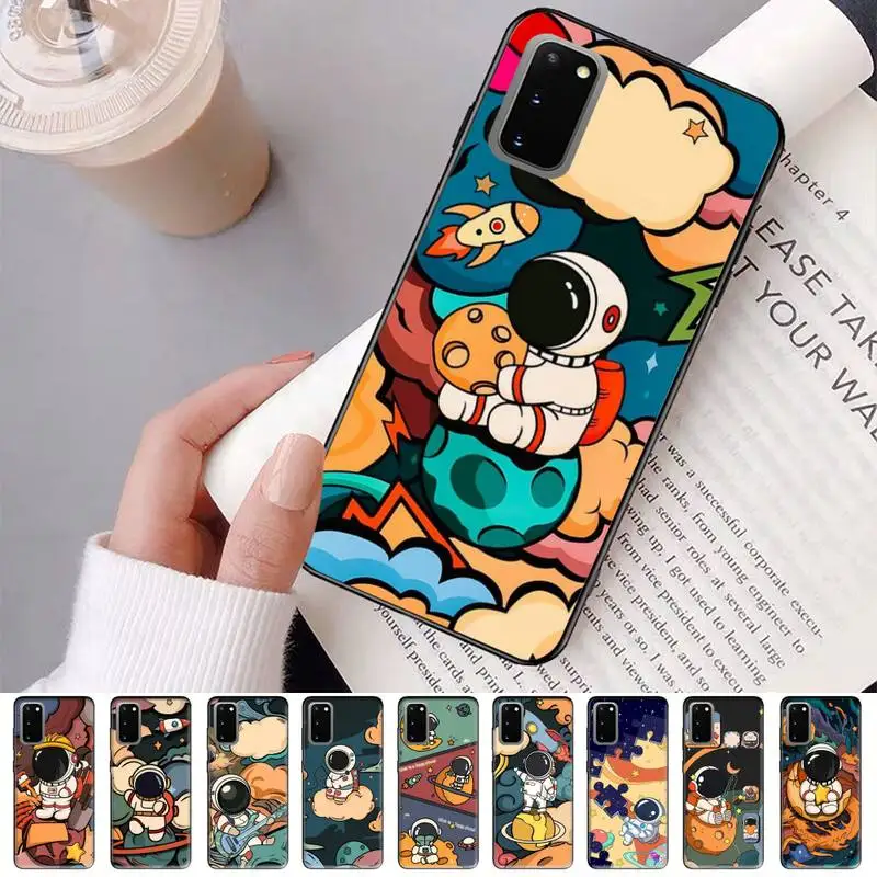 

FHNBLJ Star Astronaut Cute Phone Case for Samsung S20 lite S21 S10 S9 plus for Redmi Note8 9pro for Huawei Y6 cover