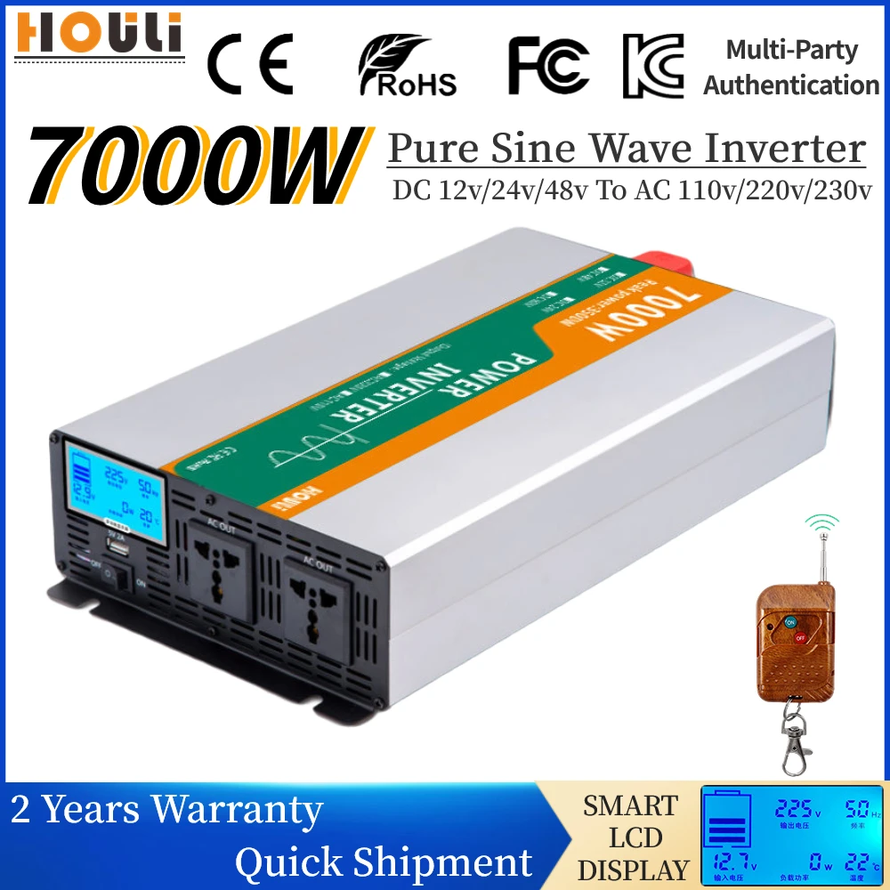 

Inverter 12v 24v 48v To 220v 230v Pure Sinus Wave 5000w 6000w 7000w Power Converter 50HZ 60HZ Car Transformer With USB Charger