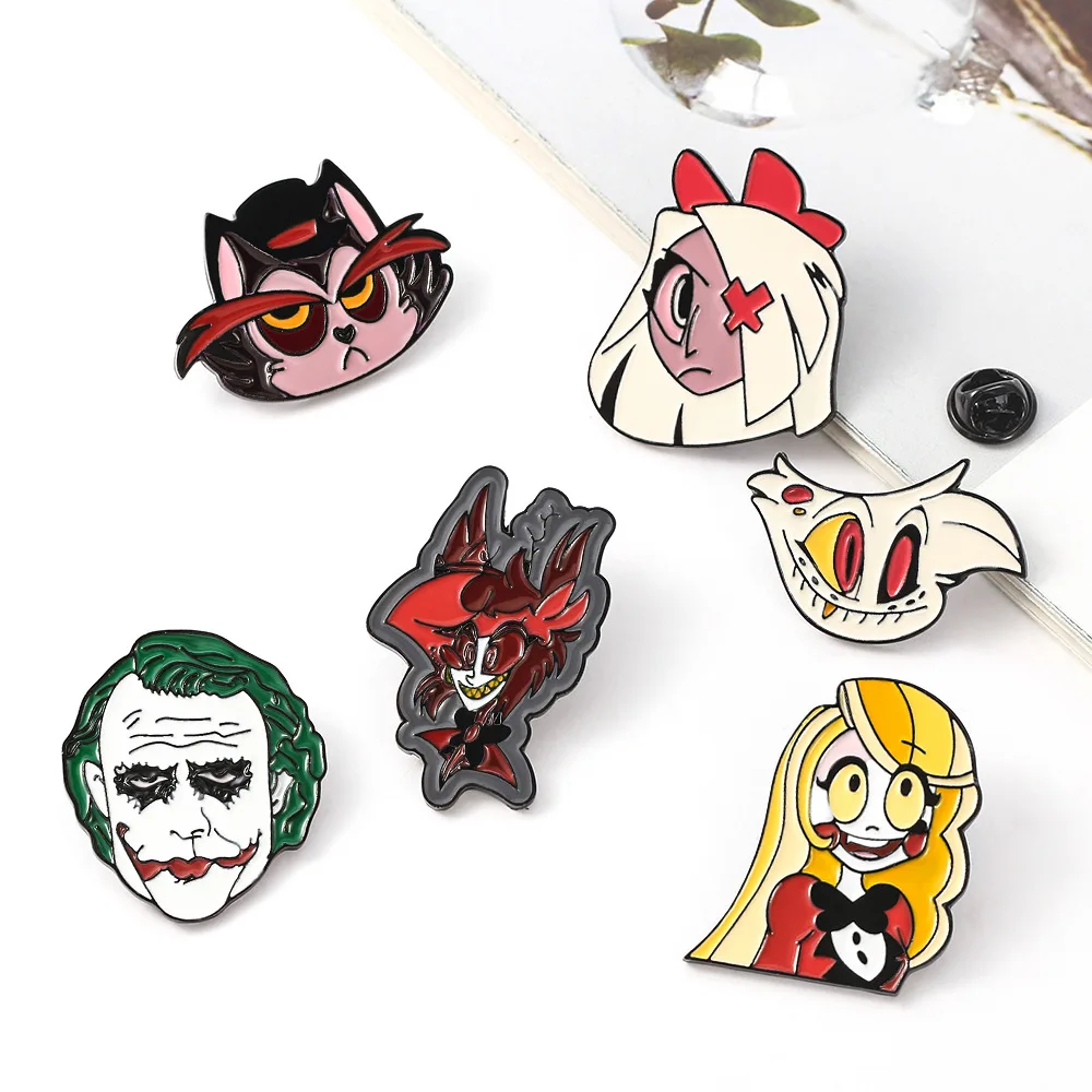 

Cartoon Hazbin Cosplay Hotel Costume Metal Badge Pin Alloy Brooch Charlie Alastor Accessories Props Jewelry Gift