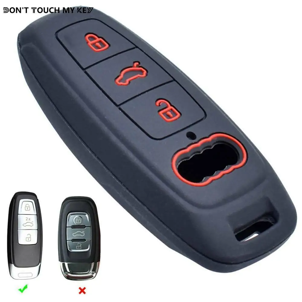 

3 Button Remote Key Fob Cover Silicone Car Accessories Protective Shell For Audi A6L A7 A8 A8L E-tron Q8 C8 2019 2020
