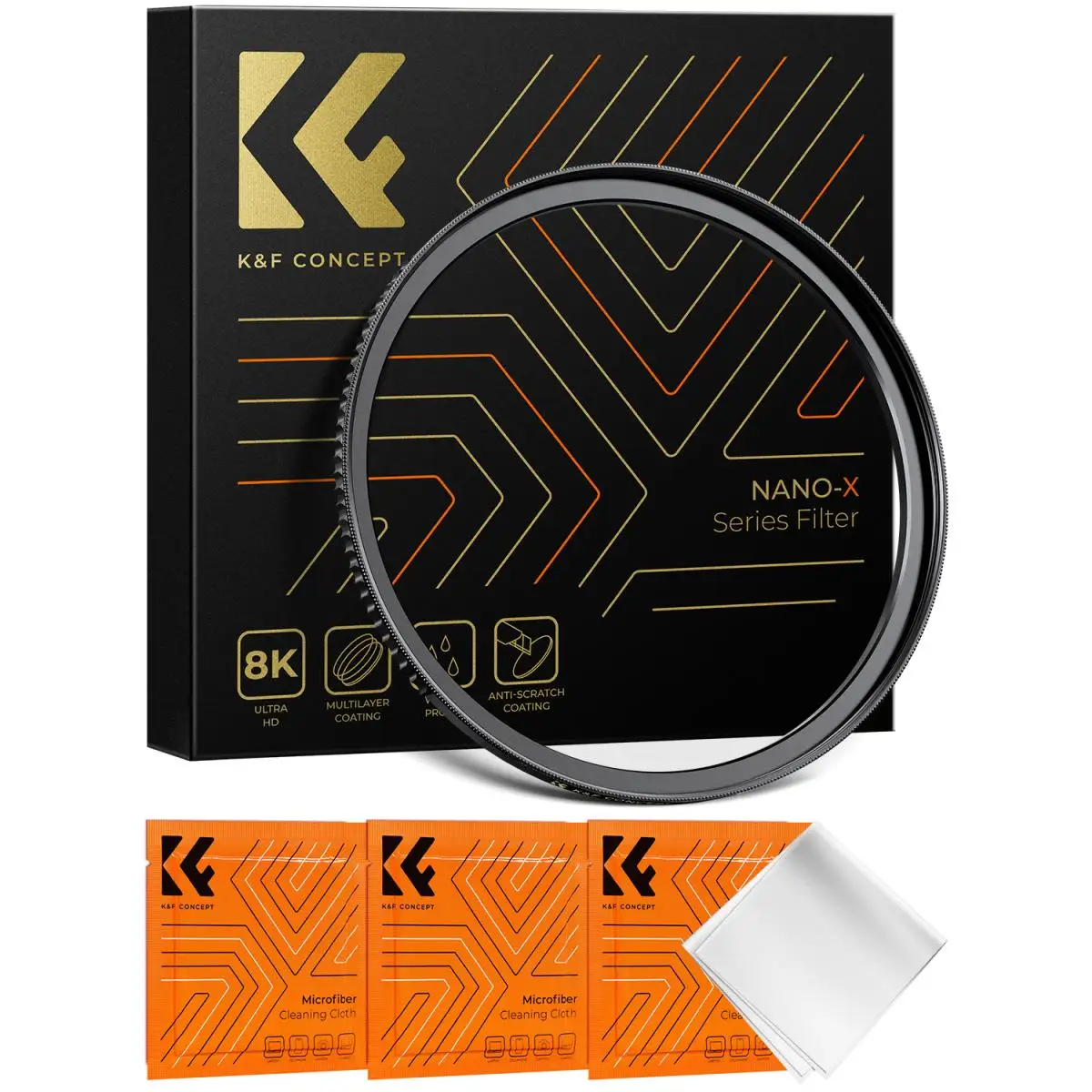 

K&F Concept 49-82mm Brass Filter Adapter Ring Step-Up Ring Compatible with All 49-82mm Camera Lens Filters with 3 Cleaning Cloth