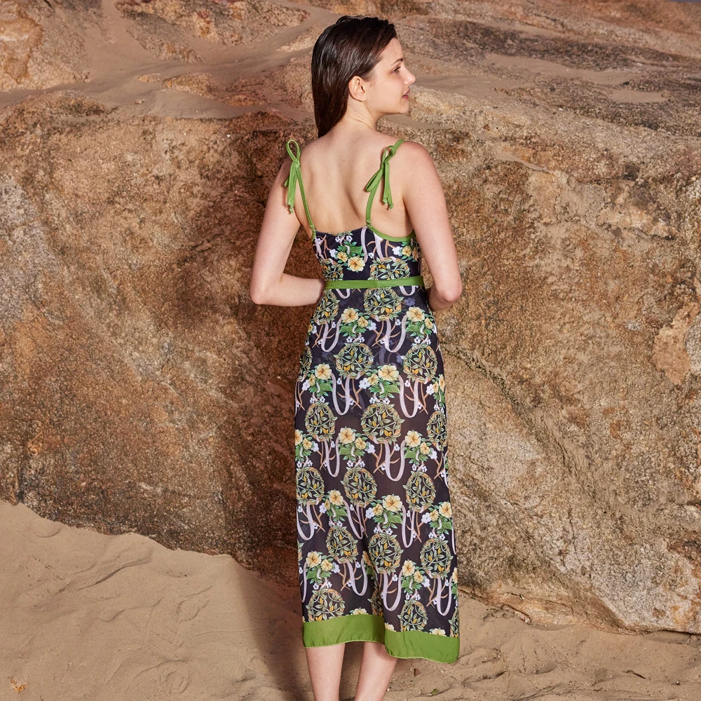 Женский слитный купальник в стиле бохо SUNSIREN винтажный с оборками и открытой