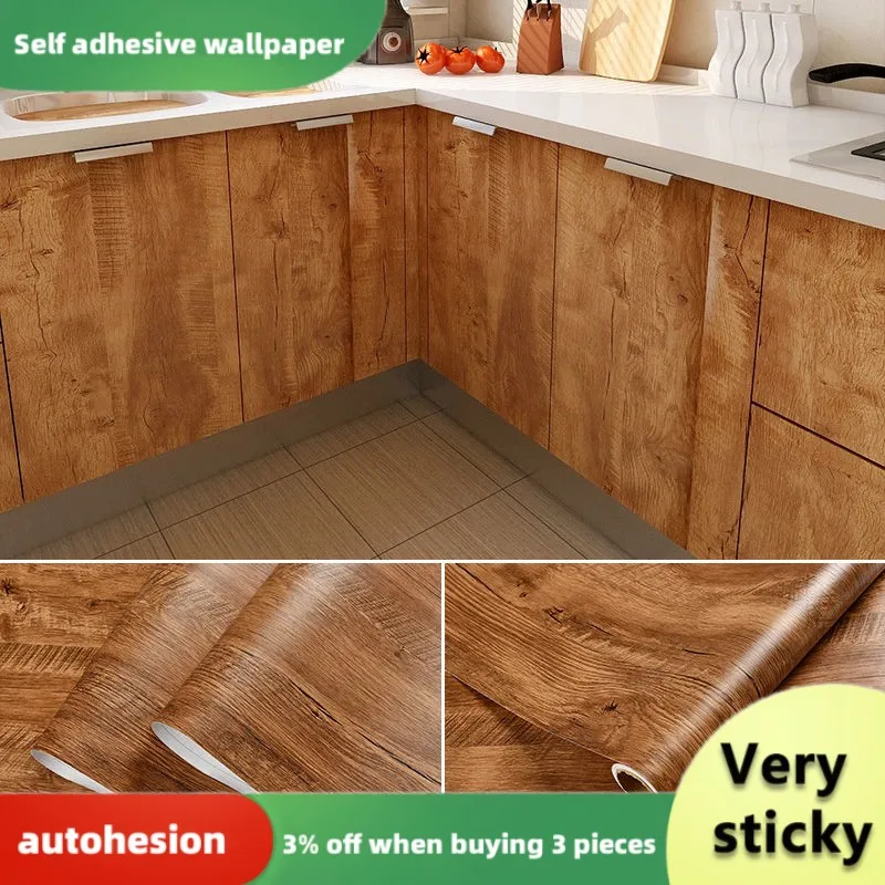 

Dark Brown Wood Contact Paper Self-Adhesive Wallpaper Desktop Cabinet Door Furniture Renovation Decorative Film PVC Wallpaper