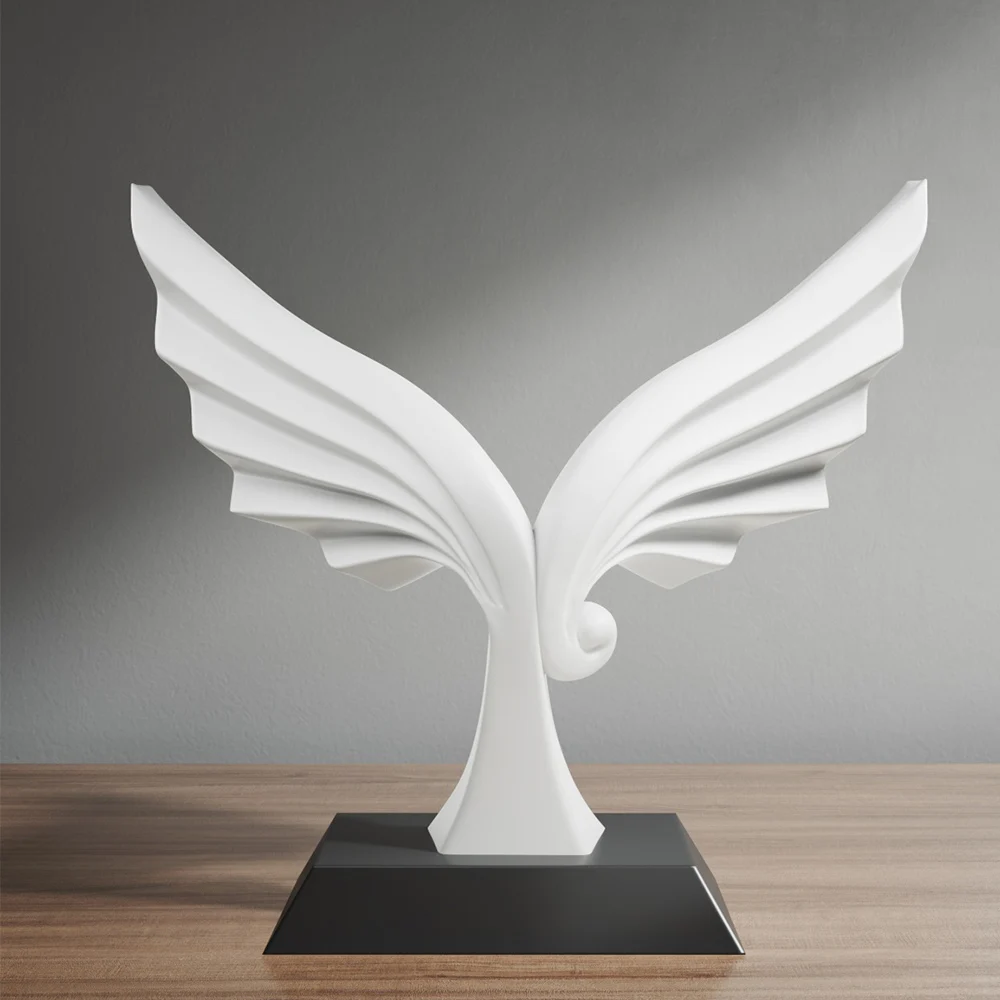 

Home Decor Creative White Wing Statue Modern Style Living Room Cabinet Decoration Resin Wing Sculpture Crafts Desktop Ornament