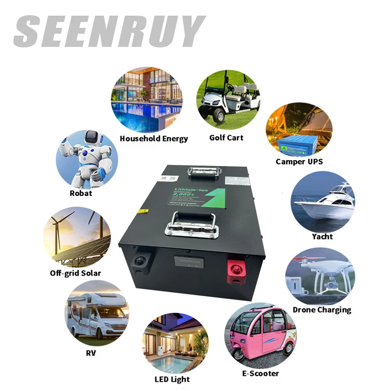 Литиевый аккумулятор 48 В 100 Ач 130 Встроенный Smart BMS с Bluetooth для солнечной батареи