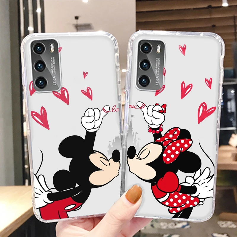 

Pink Mickey Minnie Couple Phone Case For Huawei P50 P40 P30 P20 Lite 5G Nova Y70 Plus 9 SE Pro 5T Y9S Y9 Prime Y6 Transparent