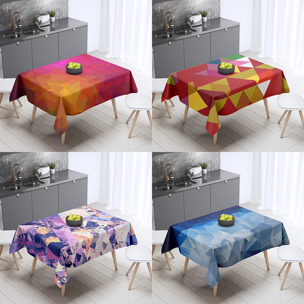 

Geometric Triangle Print Pattern Dining Table Tablecloth Home Decor Party Tablecloth Stain Resistant Tablecloth Dust Cover
