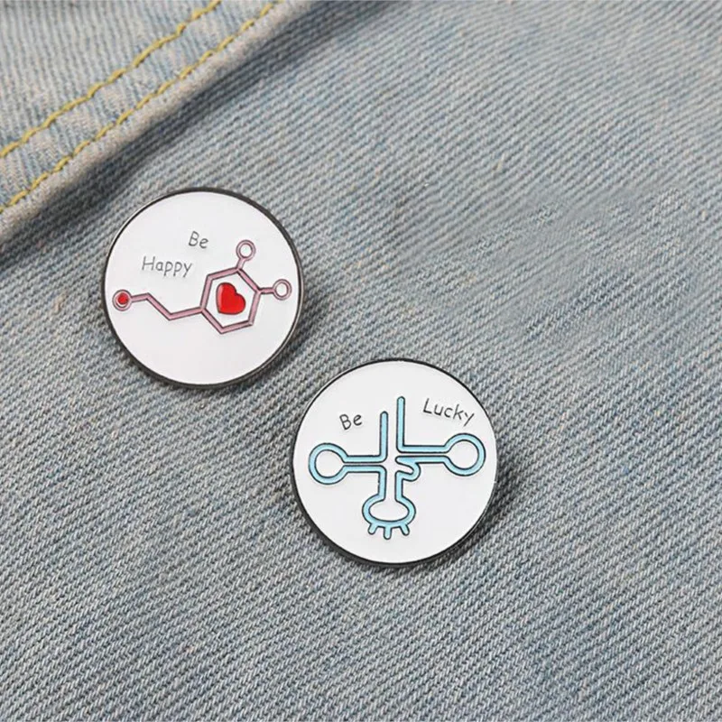 Элемент броши с молекулярной формулой забавные значки на удачу мужские и женские