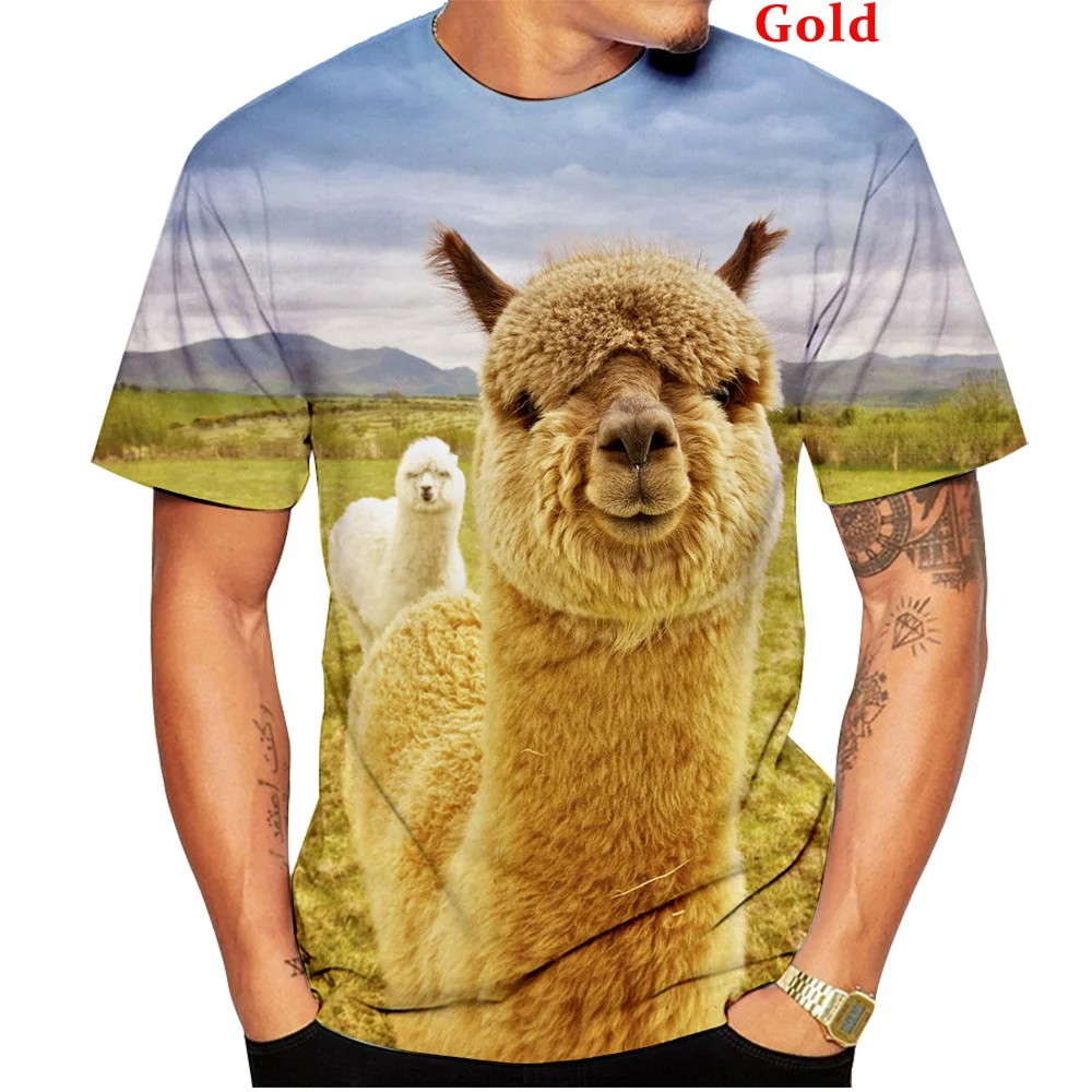 

2022 New fashion casual men t shirt cute animal Alpaca 3D printed T-shirt Short Sleeve
