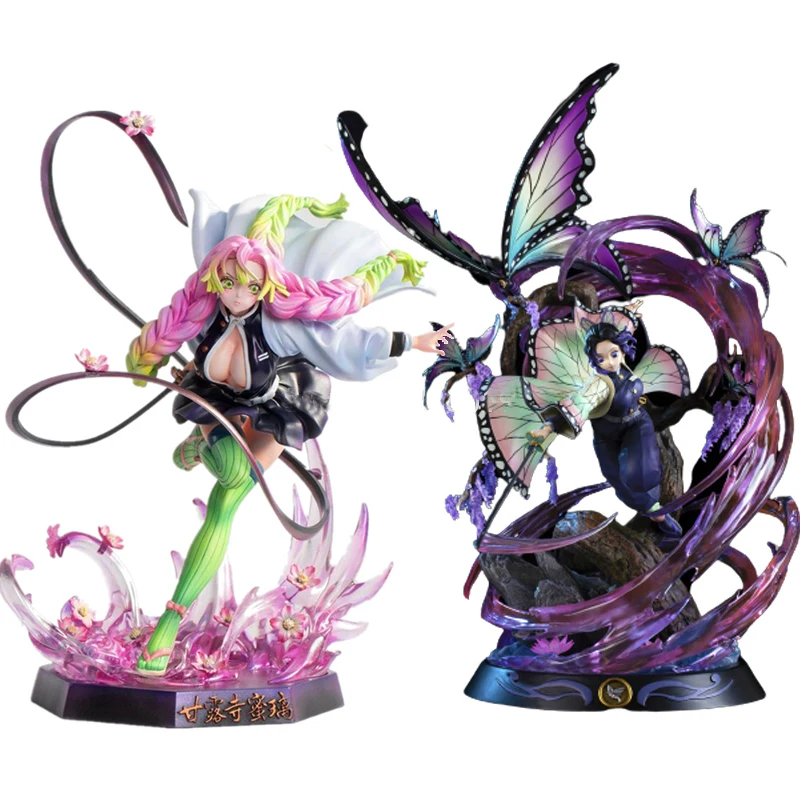 

36cm Kimetsu No Yaiba Action Figure GK Kochou Shinobu Anime Figure Demon Slayer Kochou Shinobu Kanroji Mitsuri Figurine Model