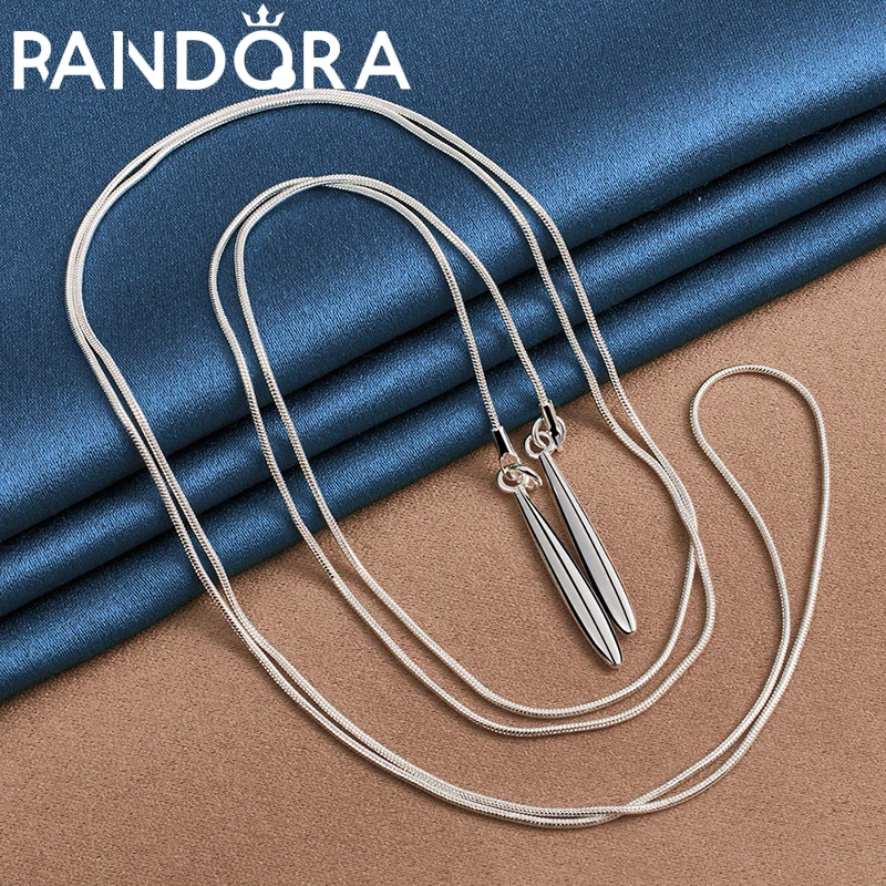 

Silver Color 55cm Necklace For Women Man Double Needle Pendant Snake Chain Fashion Wedding Engagement Party Charm Jewelry Gift