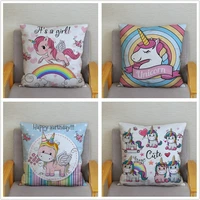 3pcslots soft polyester cushion cover cute cartoon unicorn print square pillows cases home decor pillowcase 4545cm