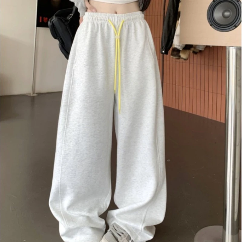 Deeptown Y2k Baggy Casual Sweatpants Woman Korean Popular Basic Wide Leg Grey Sports Pants Joggers Autumn New Essentials Trouser