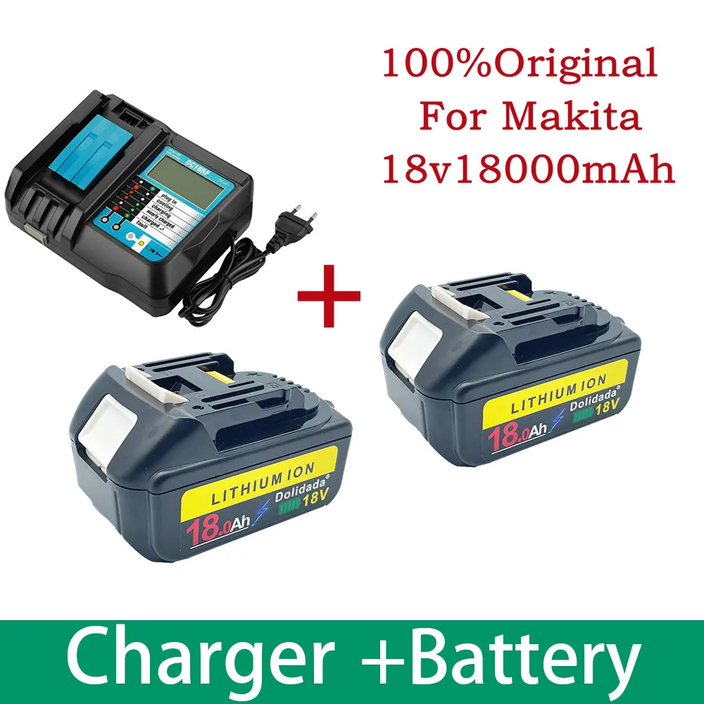 Аккумуляторная батарея BL1860, 18 в, 18000 мАч, литий-ионная батарея для Makita 18 в, аккумулятор BL1840, BL1850, BL1830, BL1860B, LXT 400 + зарядное устройство