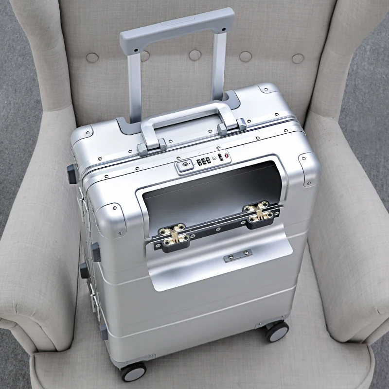 All Aluminum Travel Suitcase Hard Trolly Case Aluminium Rolling Luggage 20