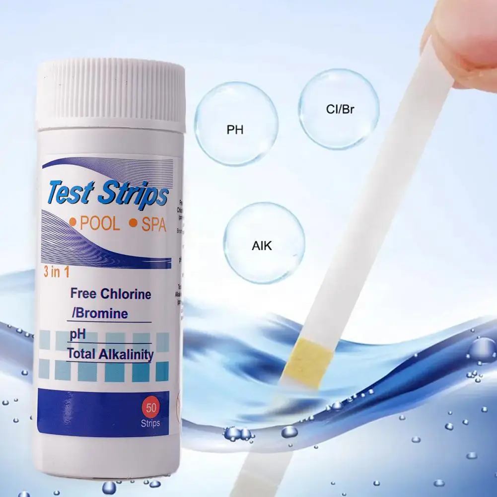 

Pool Water Test Strips 3 In 1 Test PH Chlorine Alkalinity Test Water Spring Paper Hot Paper Hardness Strips 50 Test R8M9