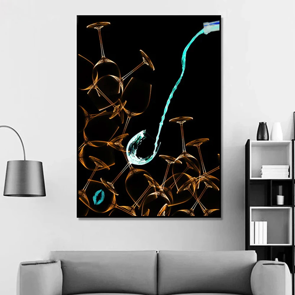

The Pour By Frank Amoruso Canvas Painting Wall Art Nordic Black Wineglass Poster And Prints For Living Room Modern Home Decor