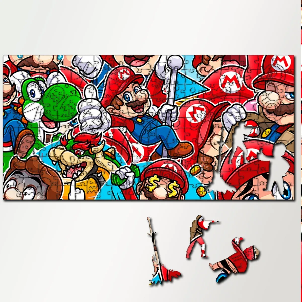 Пазл деревянный с фигурками большой 230 деталей 46х23 см игры Super Mario Bros - 5334 |