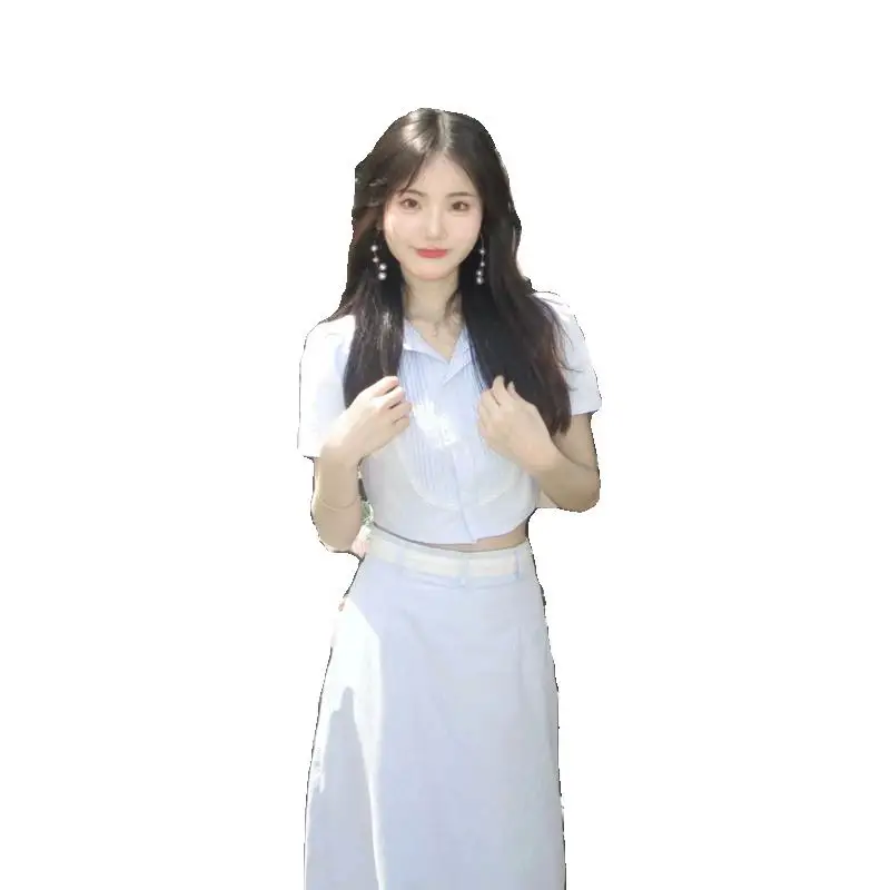 French sle Fujia Qianjin Shirts Full Body Dress Summer Women clothes Korean Drama Graceful Senior Sense Long dress Two-piec...
