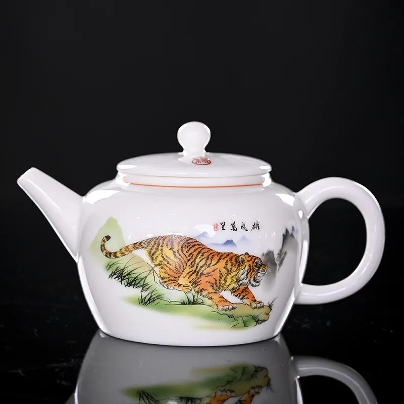 

Hot Hand Painted Jade Porcelain Peach Blossoms Ceramic Gaiwan Chinese Teaset Teaware Tureen Sancai Tea Cup Pu'er Kettle