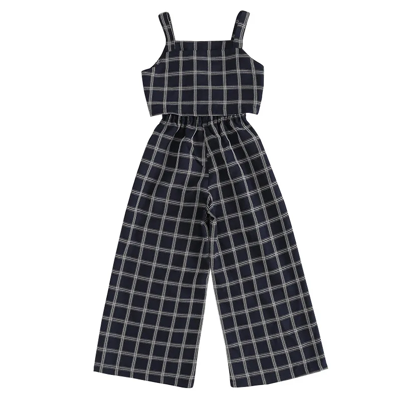 

Kids Clothes Pants Jumpsuit Summer Fashion New Workwear Children Plaid Jumpsuit Casual Pants Baby Summer Dress Girls