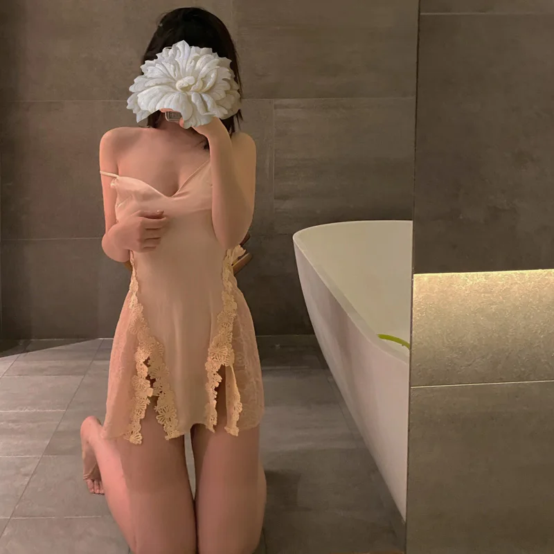 

Female Home Nightwear T-shirt Dresses Loungewear Summer Women Short Nightgown Elegant Elastic Cotton Soft Sleepwear Dress