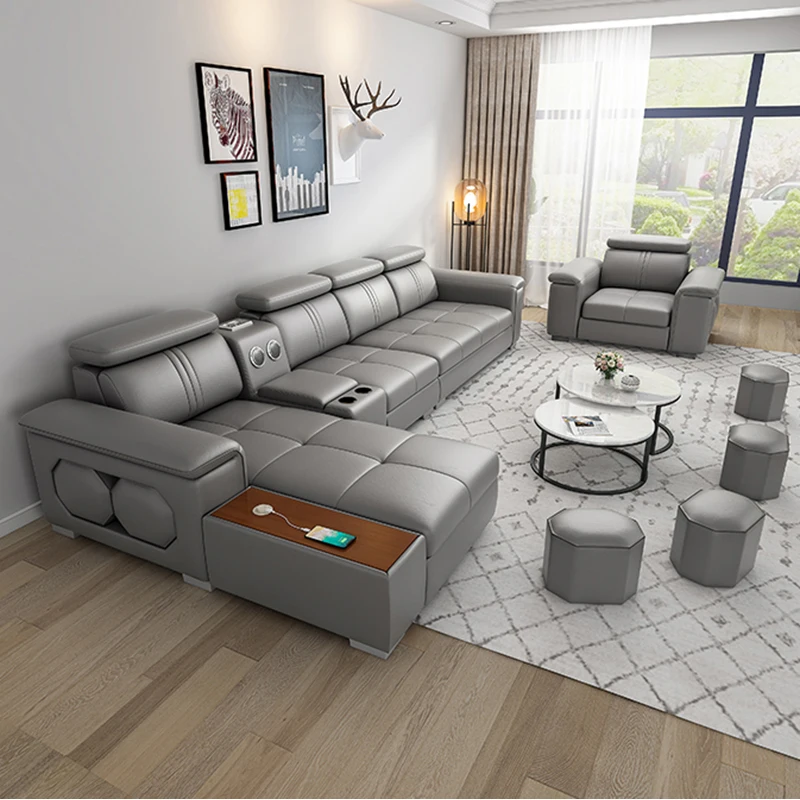 Кожаные роскошные уникальные кушетки для хранения Электрический дизайнерский