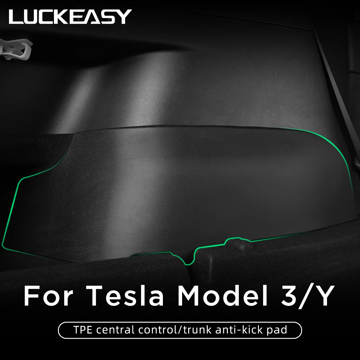 LUCKEASY For Tesla Model3 Y TPE Trunk Side Scuff Plate Pad Protection Cover Central Control Side Anti-Kick Pad Car Accessories