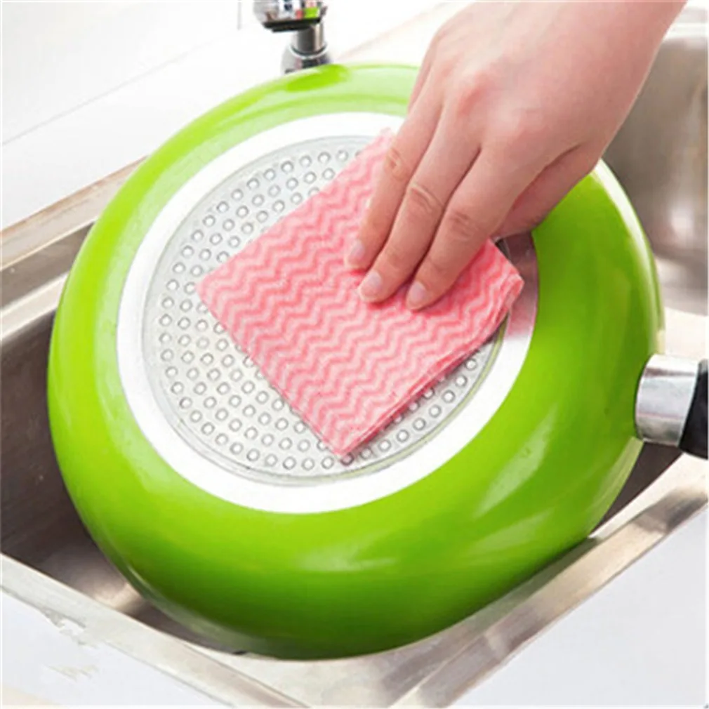 

80Pcs/lot Washing Dish Towel Environmental Disposable Magic Kitchen Cleaning Cloth Tool Non-stick Towel Bag Oil Wiping Rags