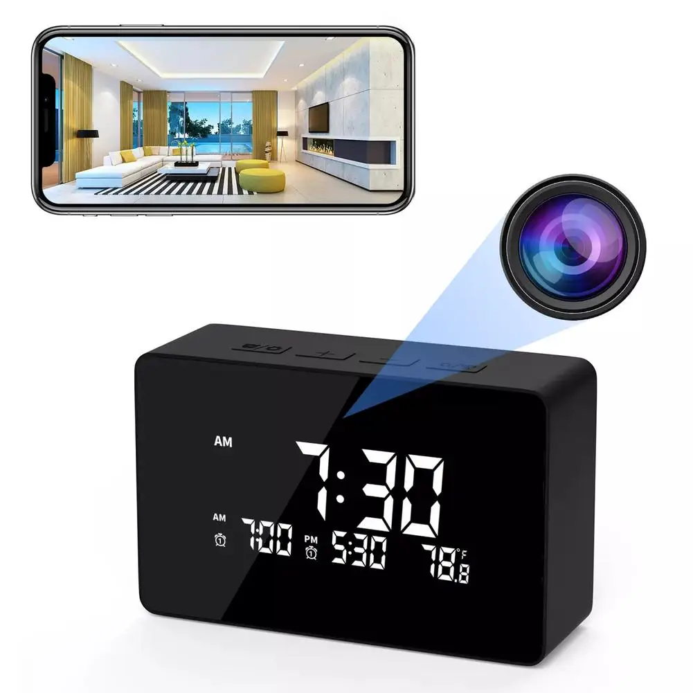 Enlarge 4k 1080p Full Hd Wireless Wifi Mini Camera Led Digital Electronic Alarm Clock Nanny Cam Night Vision Motion Detection Camcorder