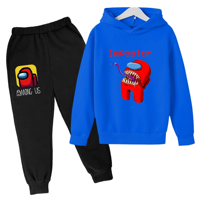 

Toddler Boys Cartoon Face Print Among Us Hoodie Sets Baby Boys Girls Top+pants 2p tracksuit Children Clothing winter 4-14Y