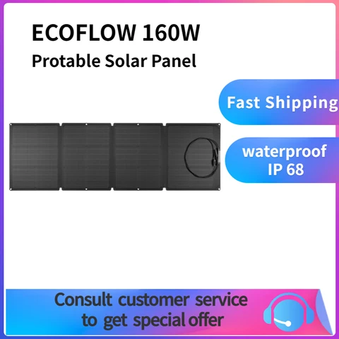 Портативная солнечная панель ECOFLOW 160 Вт с подставкой для кемпинга на открытом воздухе RV Off Grid
