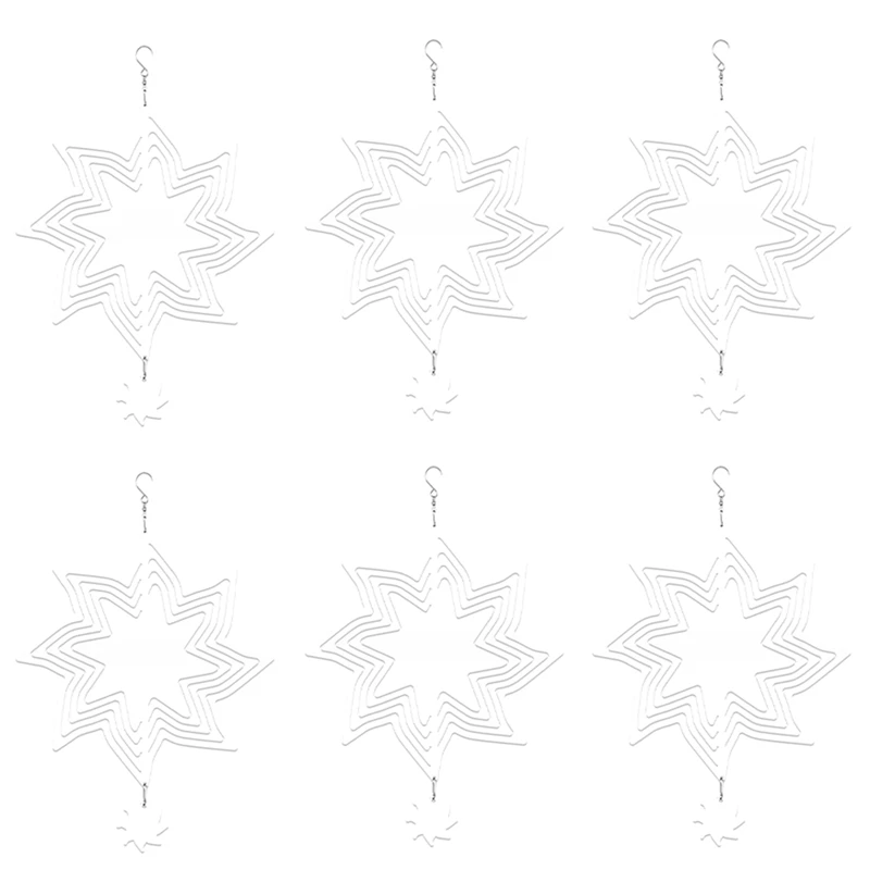 

6 PCS Sublimation Wind Spinner 8Inch 3D Hanging Wind Spinners For Indoor Outdoor Garden Decoration