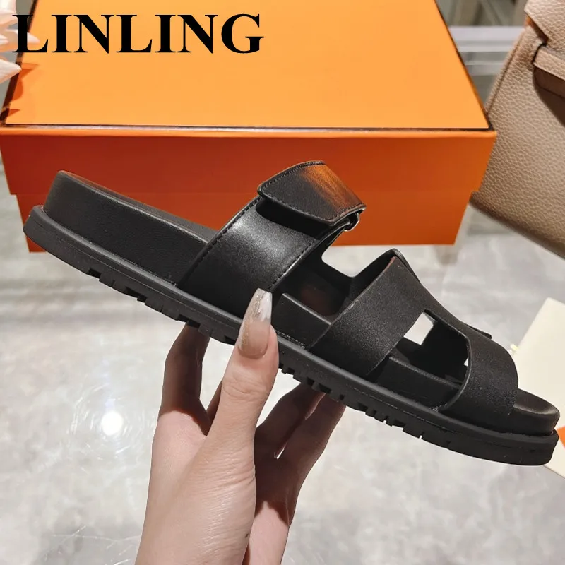 

Мюли мужские/женские кожаные, сандалии на толстой подошве, с открытым носком, без застежки, пляжная обувь, Уличная обувь на мягкой подошве, лето, 2023