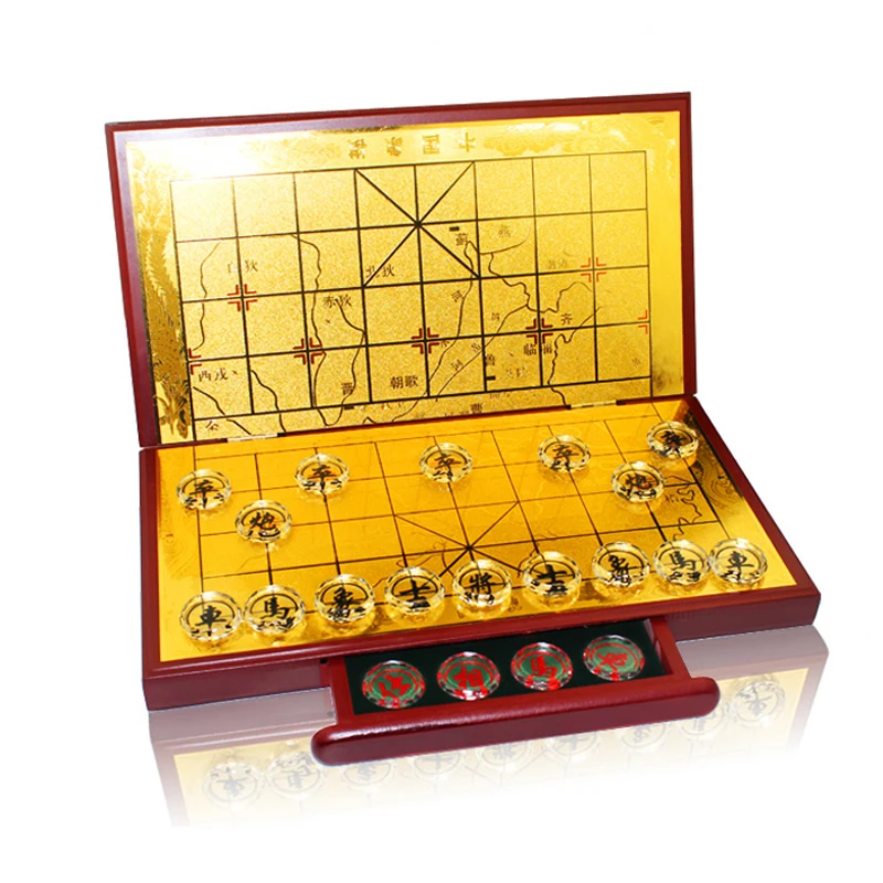 

Luxury Large Chinese Chess Set Xiangqi Travel Crystal Tournament Chinese Chess Set Adult Juegos De Mesa Board Games BD50CG