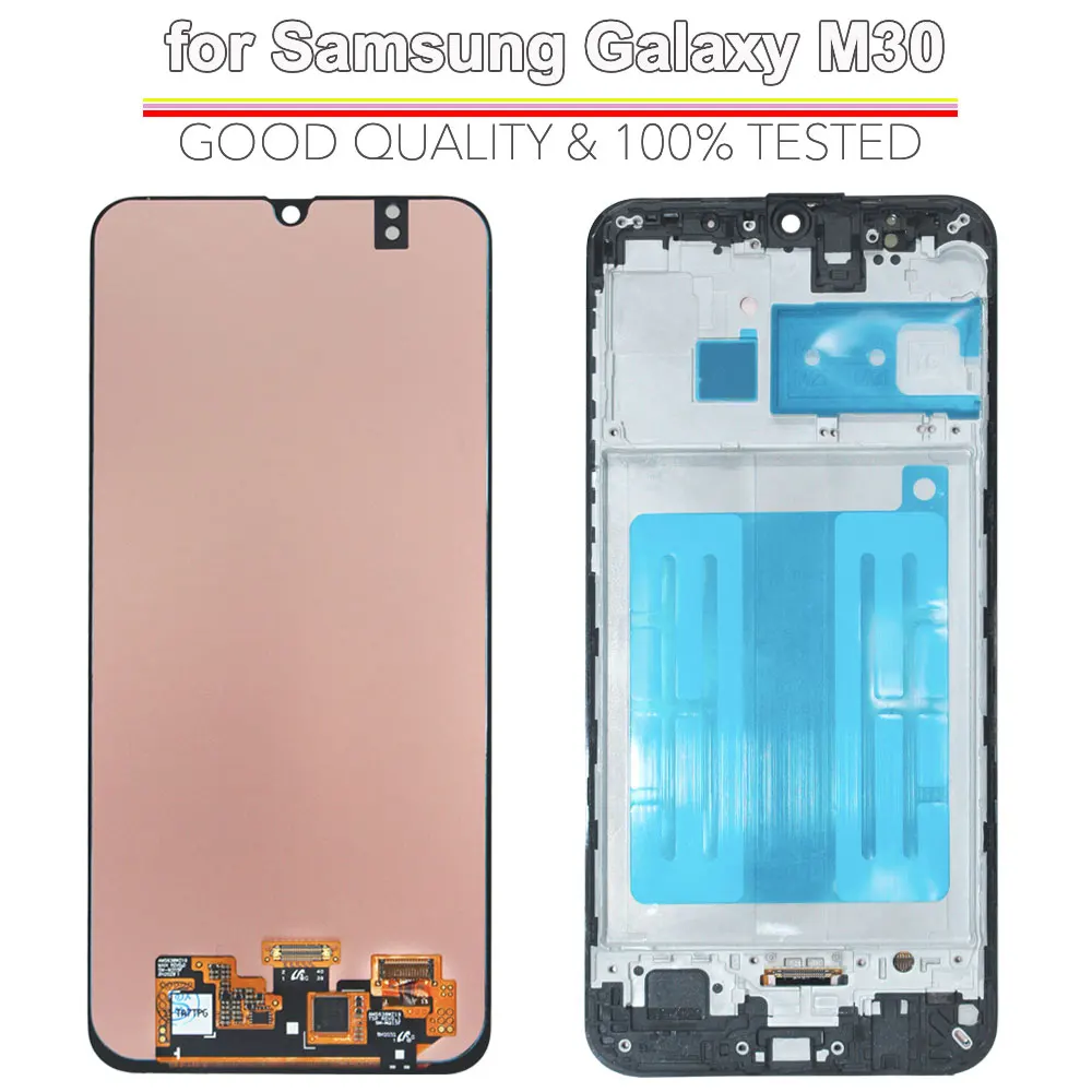 Фото ЖК-дисплей Super AMOLED для Samsung Galaxy M30, сенсорный экран в сборе, замена ЖК-дисплея для телефона Samsung M30 M305 с рамкой №2
