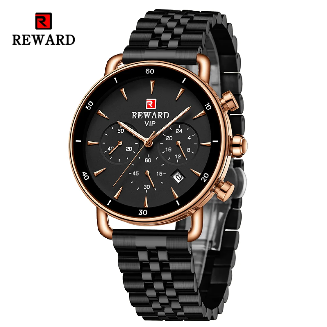 

New REWARD Men Wristwatch Quartz Wrist Watch Chronograph Luminous Waterproof Stainless Steel Gift for Father Brother Boyfriends