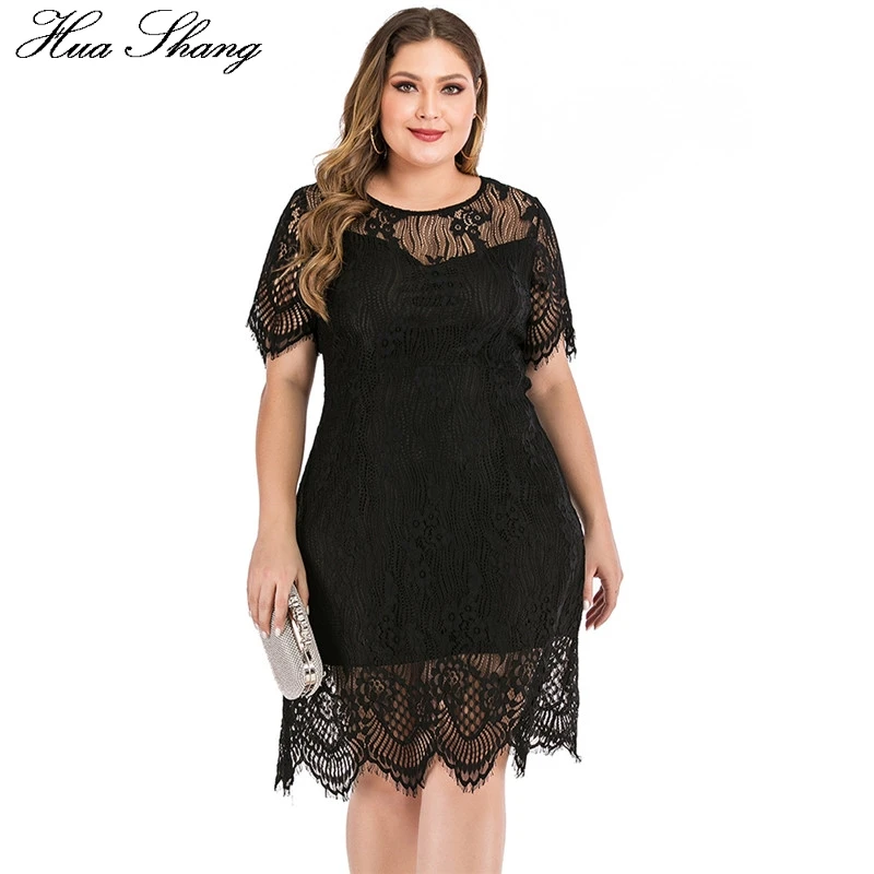 

2022 Summer Lace Dress Plus Size Women Elegant Lace Hollow Out Short Sleeve Party Dress Midi Elegant V Backless Sexy Club Dress