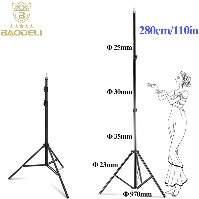 

280cm 2.8M Photographic Lighting Stand Fill Light Stand Adjustable Tripod Suit With 1/4 Screw For Video Light Softbox Background