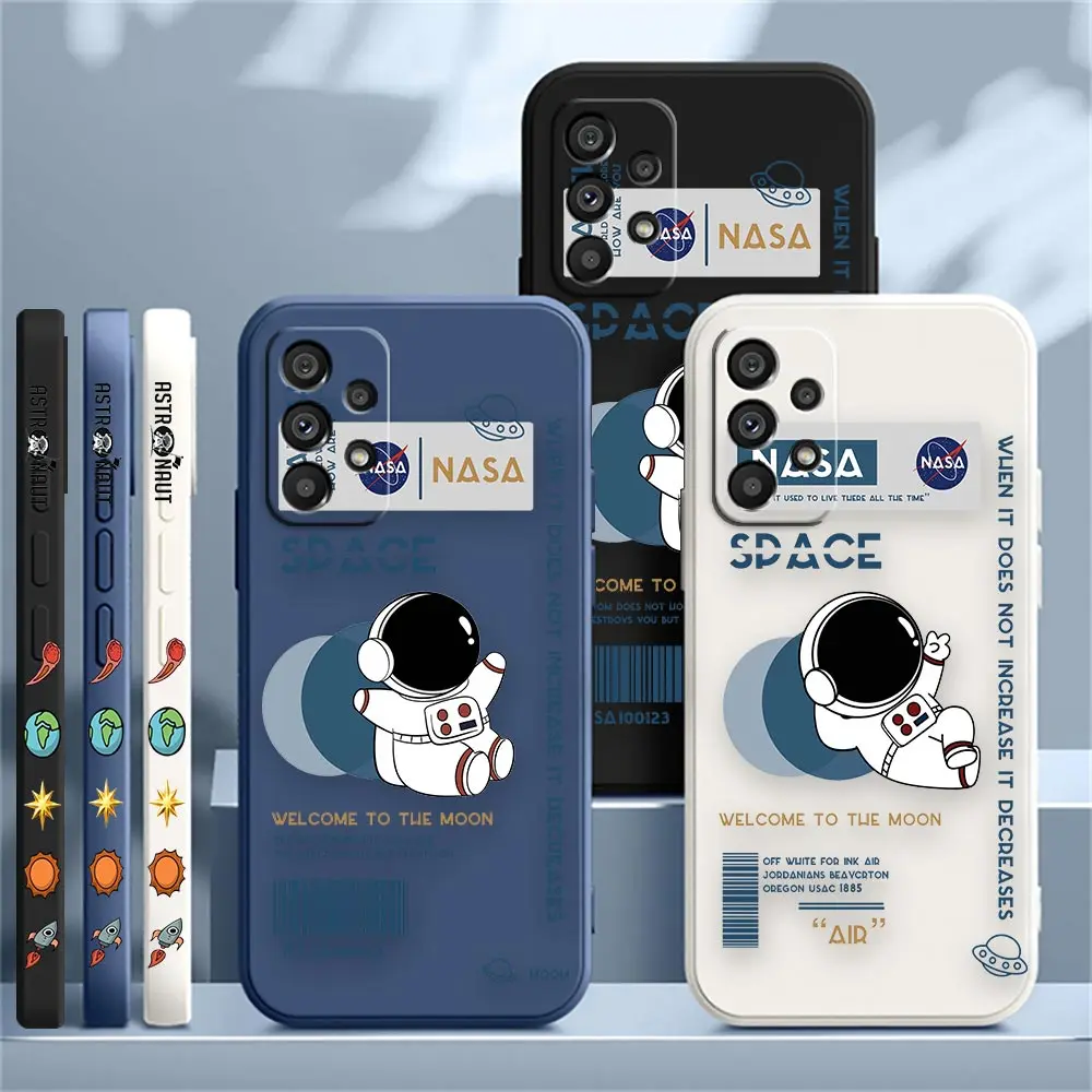 

Space Voyage Astronaut Case For Samsung Galaxy M62 M53 M52 M51 M33 M31 M30 M21 M20 M10 Note 20 10 9 8 Ultra Plus 5G Liquid Cover