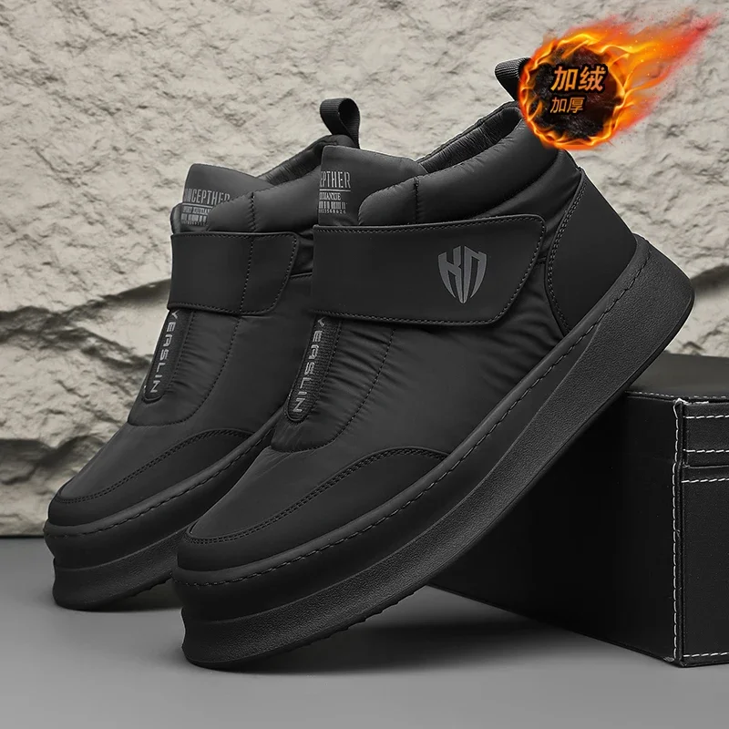 Мужские ботинки теплые плюшевые мужские байкерские бархатные утолщенные модные