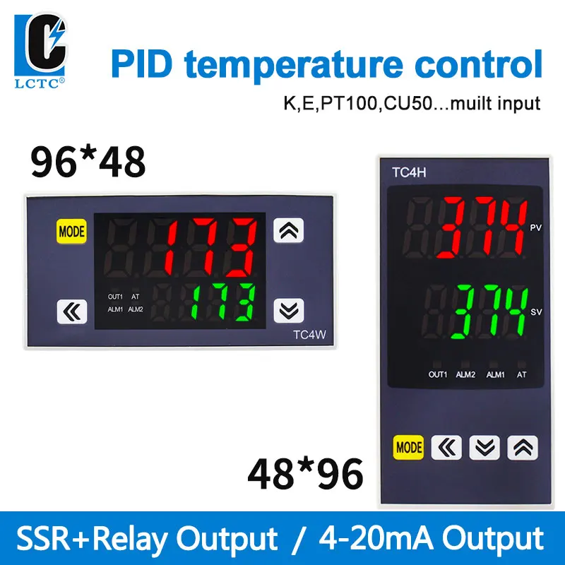 

Регулятор температуры TC4W 96*48, релейный выход SSR, Универсальный вход, цифровой дисплей, интеллектуальный ПИД-регулятор температуры