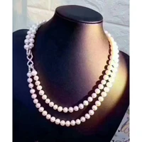 noble jewelry 9 10mm freshwater white pearl nelace