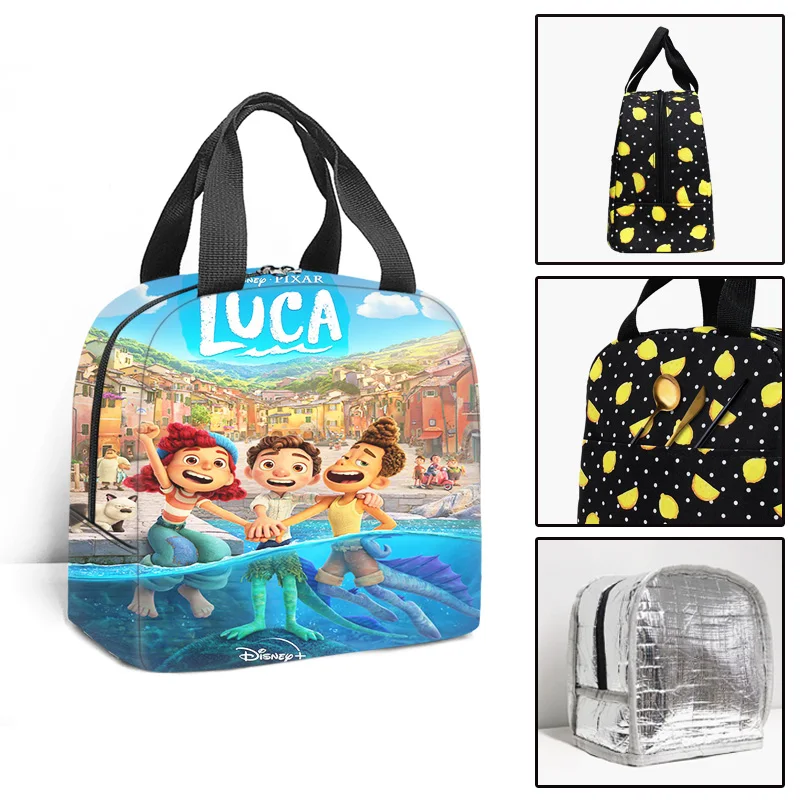 Disney Luca Alberto Sea Monster Kids School Insulated Lunch Bag Thermal Cooler Tote Food Picnic Bags Children Travel Lunch Bags