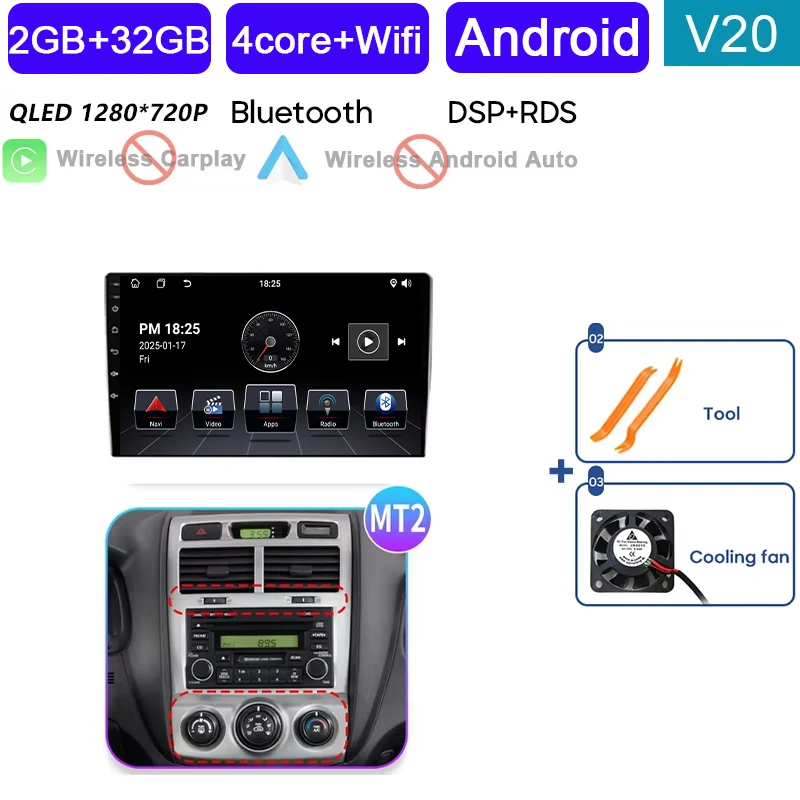 

Для Kia Sportage 2 2004-2010 Автомобильный радиоприемник Мультимедийный видеоплеер Стерео навигация GPS Android Auto WIFI без 2din DVD