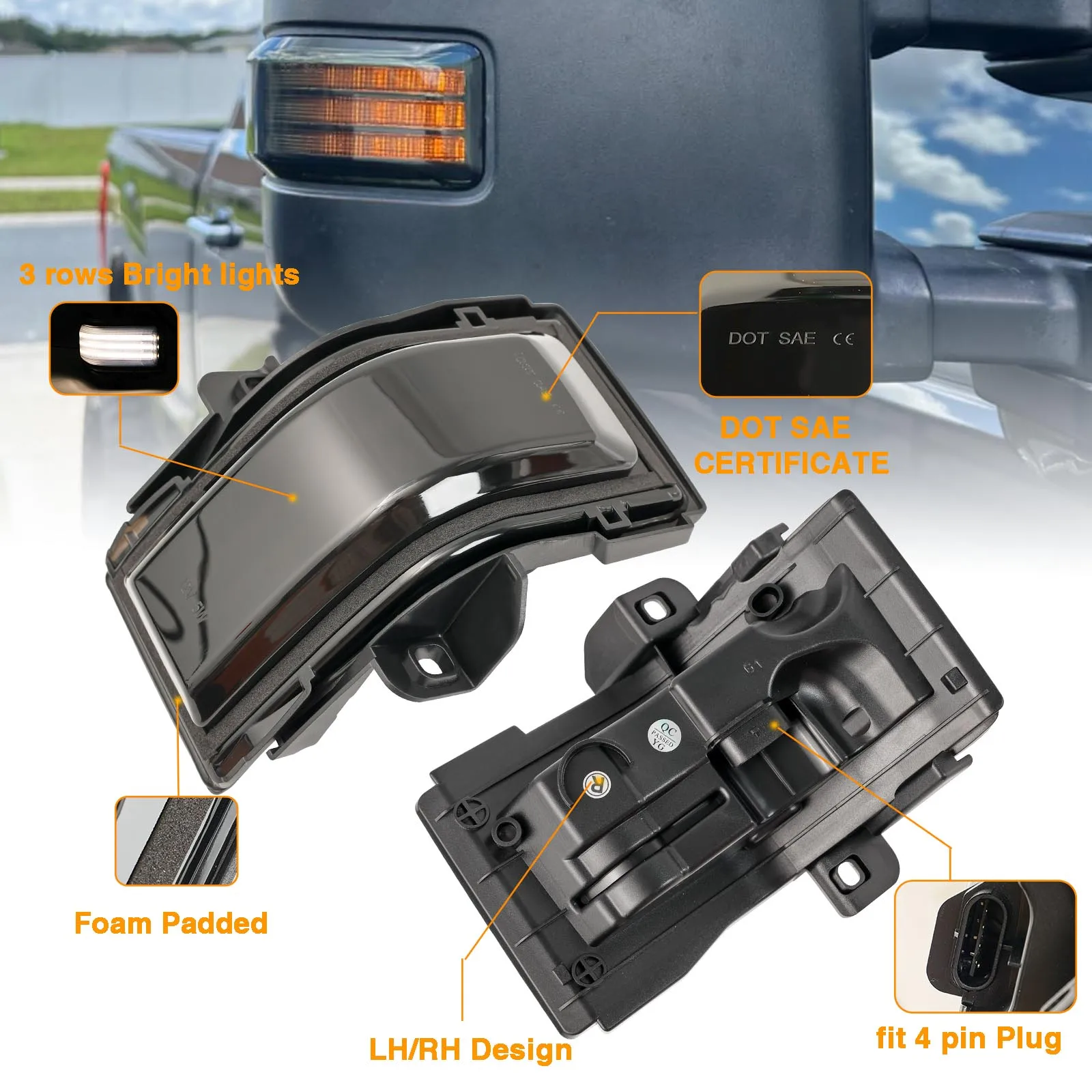 Фото 2x габаритный указатель поворота бокового зеркала для Ford F150 F250 F350 F450 F550 Super Duty 2017-2023 с последовательным переключателем и буксировкой №5