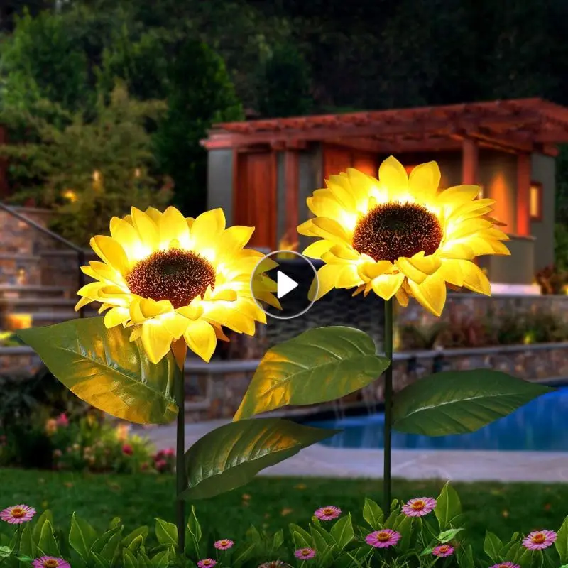 

Solar Sunflower Lights LED Waterproof Landscape Lights Smart Light Control Outdoor Decoration Light For Yard Pathway Lawn Garden
