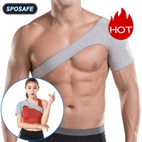 sports single shoulder back support bamboo charcoal fiber elastic compression wrap strap for musle sprains strains pain relief